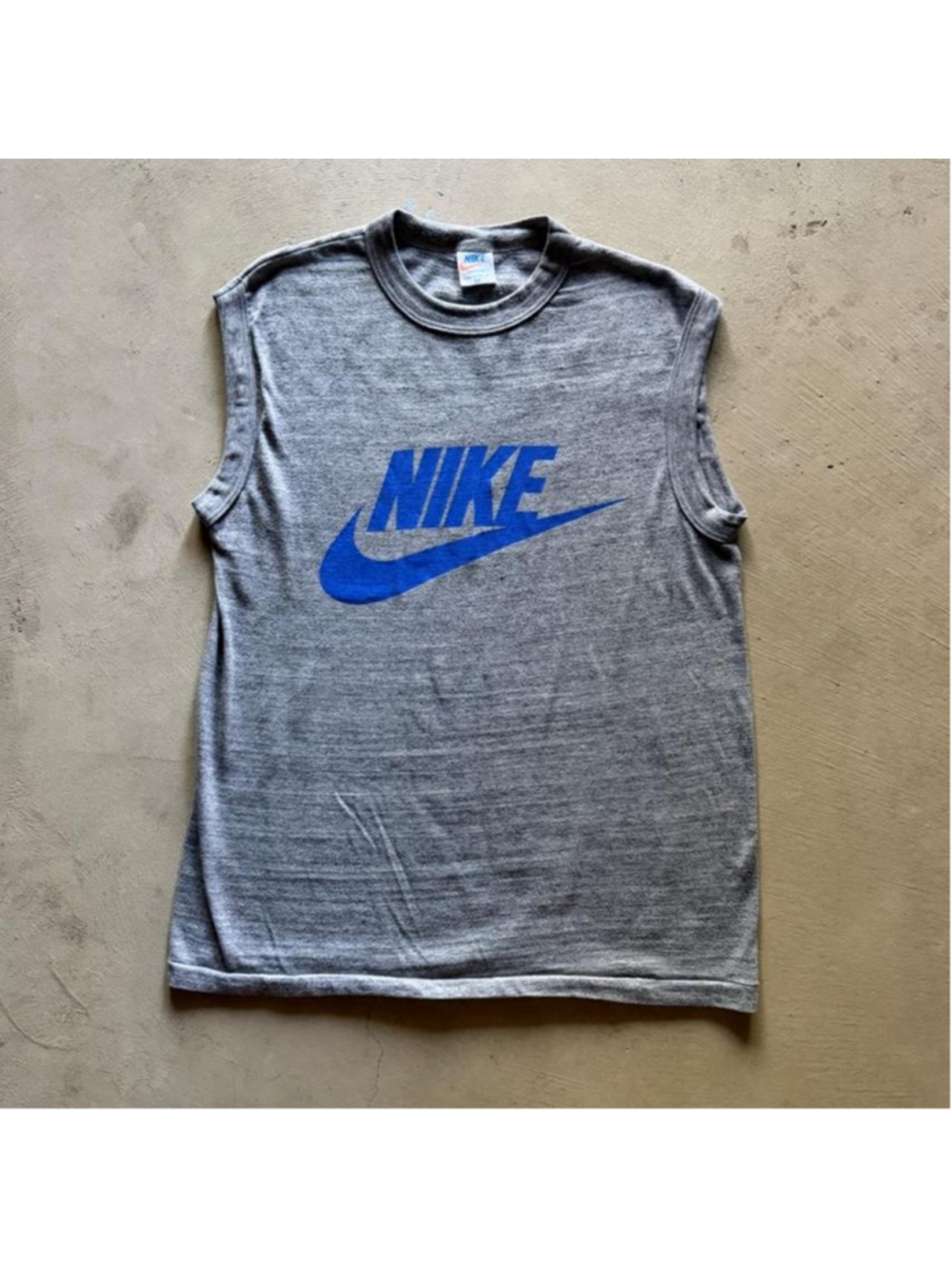 true vintage 70s/80s nike grey blue tank top
